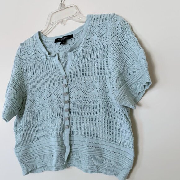 Lace knit short sleeve blouse, Crop top - Picture 3 of 9
